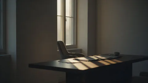 Bureau de dirigeant en fin de journée, lumière rasante sur des dossiers ouverts, image de la lucidité mise à l'épreuve par l'accélération
